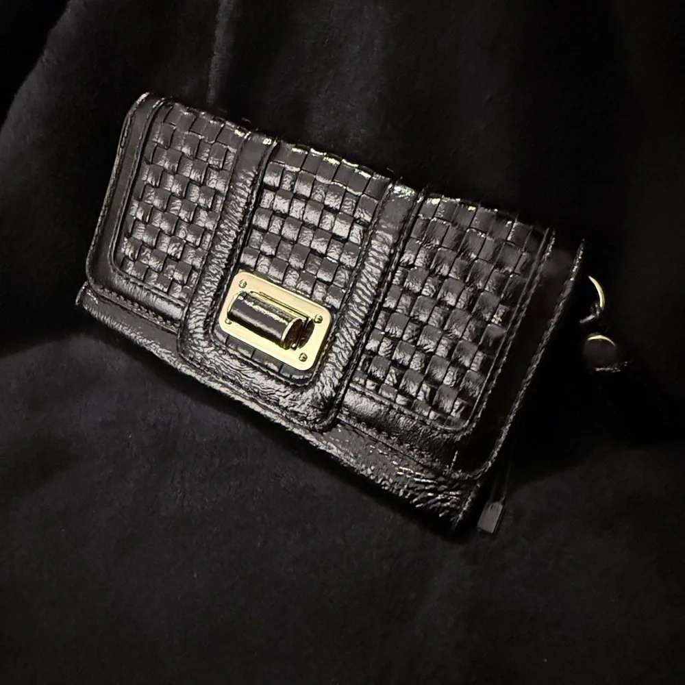 Elliott Lucca Black Cow Leather Clutch with Sliver Detail